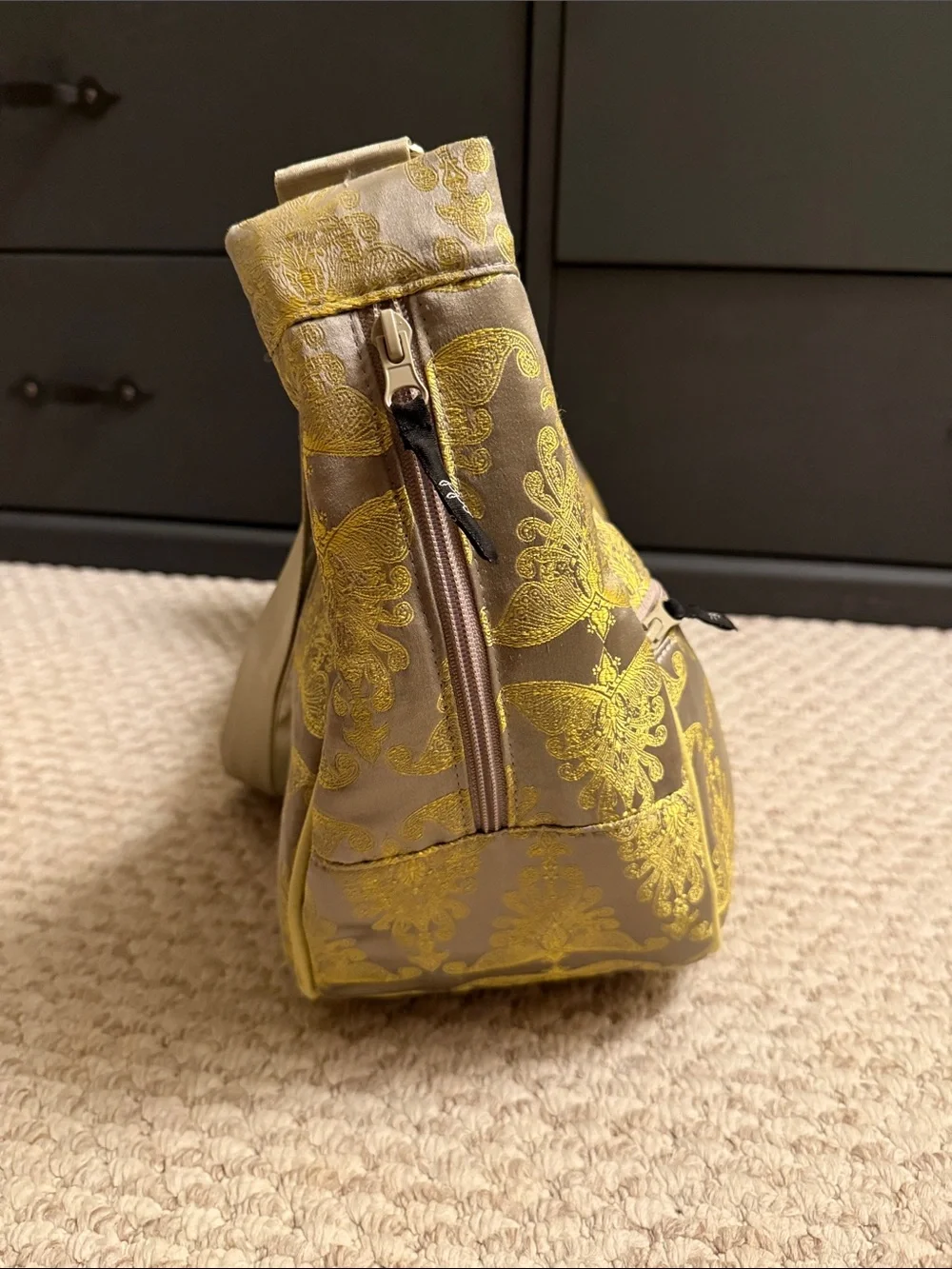 Petunia Pickle Bottom Gray and Yellow Jacquard Hobo Diaper Bag